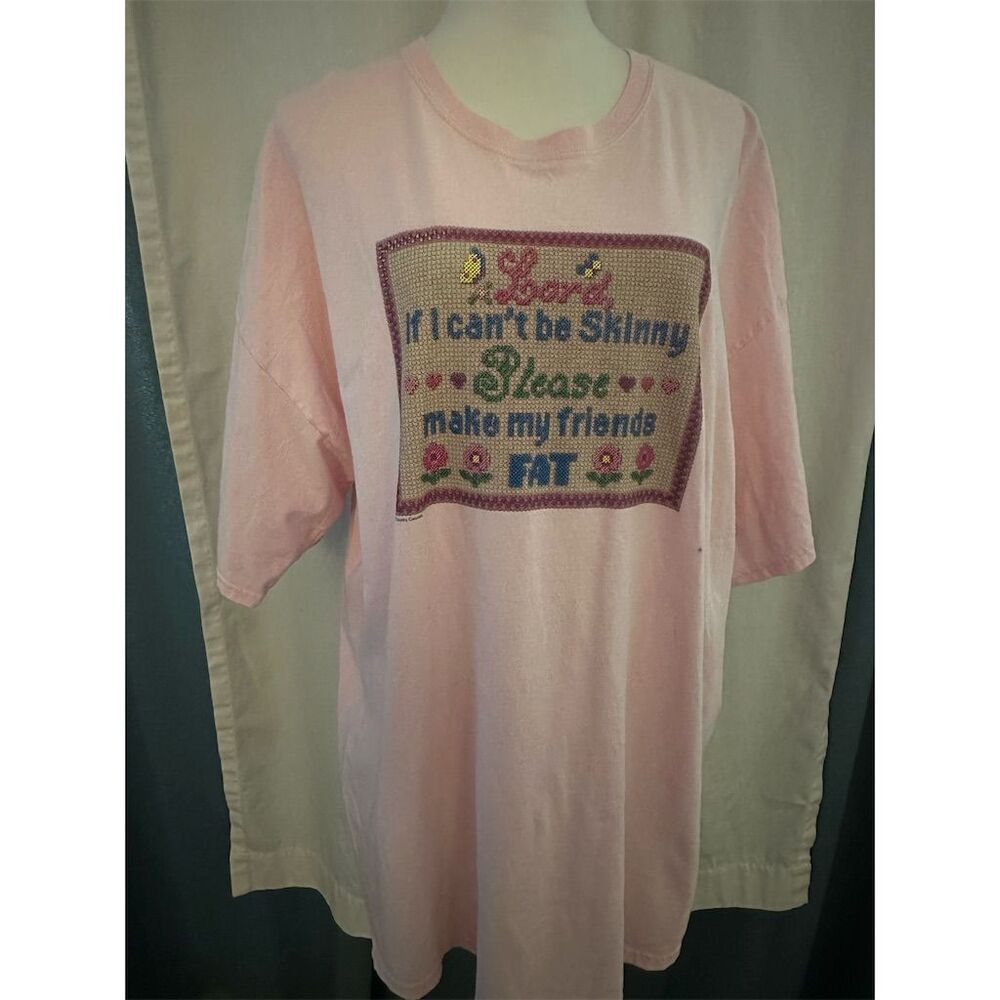 Vintage Gildan Ultra Cotton Pink Floral T-Shirt 2XL Unisex Casual